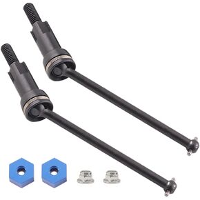 Steel Universal Front and Rear CVD Axles Drive Shafts Set with Aluminum 7075 Wheel Hex Upgrade Parts for Arrma 1/18 Granite Grom Mega 380 Brushed 4x4 Monster Truck RTR, Black (4PCS)