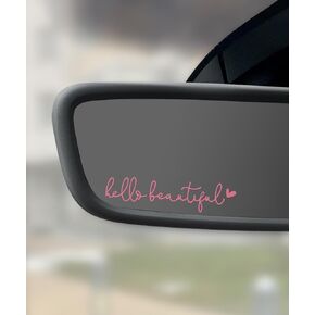 Car Decals,Car Window Decals,Decals for Vehicles,Car Accessories Car Window Stickers,Self Affirmations Decal,Hello Beautiful Mirror Decal,Rear View Mirror Sticker,Car Stickers for Women (White)