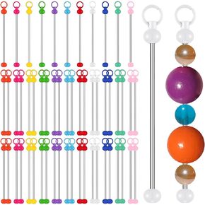 55 pcs Blank Beaded Keychain Bars DIY Keychain Accessories Metal Beaded Keychain Detachable Key Chain for Pendant DIY Crafts Jewelry Making Gift