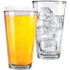 Pint Beer Glasses Set of 2 – 16 oz Tall Clear Drinking Glasses and All Purpose Tumblers – Heavy Base Cocktail, Water, Juice Glass – Pub Style Design For Home Dining, Bars, and Parties