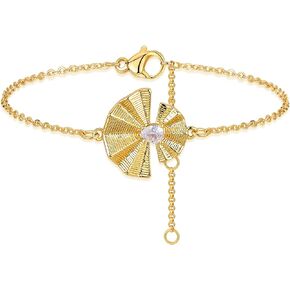 MTMY Gold Bracelet for Women 14K Gold Plated Dainty Bracelets with Adjustable Chain Handmade Minimalist Bar Bracelet Gold Jewelry Gift for Her