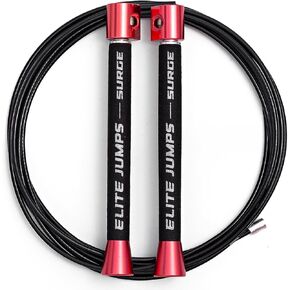 Elite SRS, Surge 3.0 Professional Speed Rope for Double Unders - Patented Dual Bearing Ultra Light-Weight Handle for Premium Spin Control and Kink-Resistant Cable for the Ultimate Speed Jump Rope