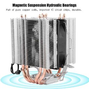 Single Fan Radiator, 3Pin 4 Heat Pipe CPU Fan Radiator Cooler Heat Sink for IntelLGA775: Core2DUO/Celeronp/Pentium 4/ Pentium D, LGA 1155/1156/1366: i3/i5/i7