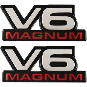 2Pcs V6 Magnum Emblems Fender Door Nameplate 3D Badge Stickers Logo 1500 Van Fit for Durango V6 (Chrome)