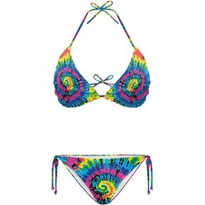 JEOCODY Women's Two Piece Bikini Swimsuit Sexy Bathing Suits Halter Triangle Swimwears Cheeky Bikini Sets