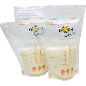 Baby Chan Breast Milk Storage Bags, 100 Count (2 Packs of 50 Bags) with Double Zipper Seal and Convenient Pour Spout, Excellent for Storing and Freezing Breastmilk, Pre-sterilized, BPA and BPS-Free in Saudi Arabia
