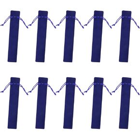 Tupalizy 6.9x1.4 Inch Velvet Drawstring Pen Pouch Bag Single Suede Pen Sleeve Holder Small Case Pencil Pouch for Protecting Gifting Storing Wood Pen Diamond Painting Pen Office School,10PCS (Blue)