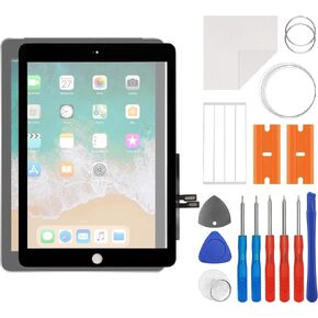 for iPad 6 (6th Generation) Screen Replacement 9.7 Inch, A1893 A1954 for iPad 6th Gen Digitizer 2018 Front Outer Lens Screen Glass Replacement Waterproof Adhesive Repair Kit