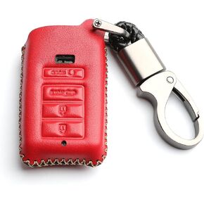 Leather for Acura RDX RLX ILX MDX TLX Smart Remote 4 Buttons Key Case Holder Cover Fob Chain (Black)