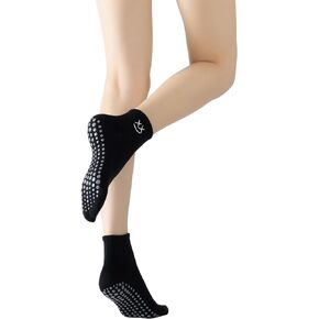 Yoga Pilates Socks with Grips for Women Non Slip Colorful Cushioned Ankle Socks for Barre Ballet Dance