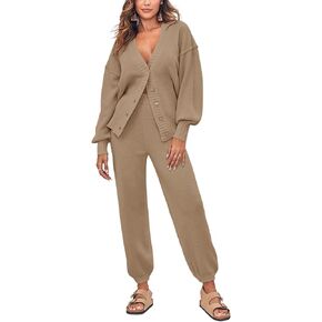 Women's Two Piece Trendy Outfits Cozy Knit Loungewear Sweater Sets Oversized Slouchy Matching Lounge Sweatsuit