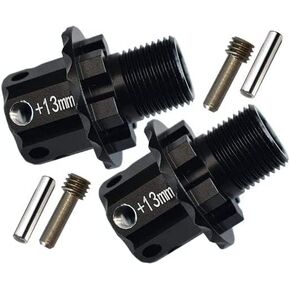 Aluminum Alloy +13mm Wide 17mm splined Wheel hubs Hex Adapters for Traxxas 1/8 4WD Sledge Monster Truck Replace 8654 2pcs - Black