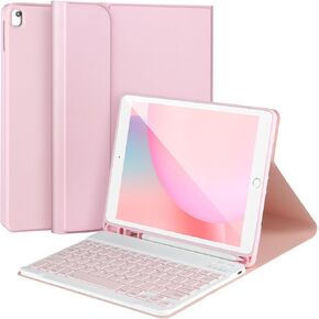 Keyboard Case for iPad Air 11 2024(M2),iPad Pro 11’’ 4th/3rd/2nd/1st Gen(2021/2020/2018),iPad Air 5th/4th Gen,Detachable Bluetooth Keyboard for iPad Air 11 2024 M2 with Pencil Holder,Pink