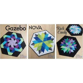 Little Jaybird Quilts Jaybird Quilts Table Topper Pattern Bundle - Gazebo, Nova, Rock Candy Quilting Patterns for Adults, Multicolored, Modern, All Seasons