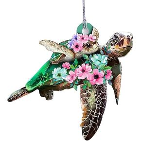 Turtle Car Hanging Ornament,Zcargel Cute Turtle Car Hanging Accessories Creative Turtle Decor Funny Animal Rearview Mirrors Charms Ornament Car Mirror Pendant for Interior Decoration