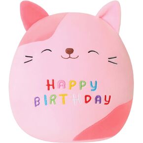 Birthday Cute Cat Plush Soft Kitty Plush Pillows Lifelike Cat Shape Design Plushie Gifts for Kids Girls (Pink, 10 Inch)