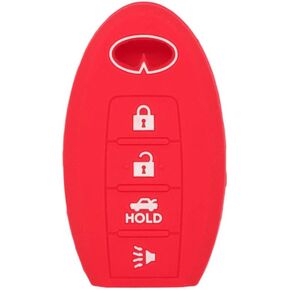 Silicone Cover Protector Case Holder Skin Jacket Compatible with INFINITI 4 Button Smart Remote Key Fob CV4508 Orange