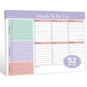 Weekly To Do List Notepad with 52 Undated Sheets（8.5"×11"）- Weekly Desk Planner Pad with Spiral Binding for Women & Man, Office, School and Home Personal Organizer