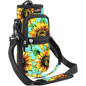 AUPET Water Bottle Carrier Holder Sling Bag Sleeve 25/32/40/64 oz,Insulated Crossbody Water Bottle Case Cover Pouch with Strap and Pockets for Men/Women Walking Hiking Camping Gym