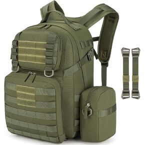 Tzowla Tactical Military Grade Backpack Waterproof,Travel Laptop Army Molle Rucksack for Men and Women with Small Detachable Bag,Army 3 Days Assault Pack Bag,Black