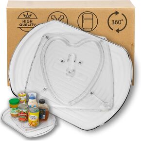 NOSTALGIQ Square Lazy Susan for Refrigerator | Fridge Lazy Susan Organizer for Cabinet, Pantry | Lazy Susan Turntable for Cabinets | Fridge Organizer & Storage (15.6 x 11.5 Inch)