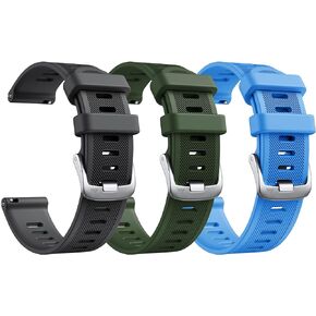 for Garmin Forerunner 245/645, Vivoactive 3, Venu/Venu Sq, Forerunner 245/645 music, 20mm Soft Silicone Sport Watch Band Replacement