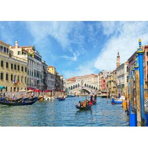 BELECO 7x5ft Fabric Venice Italy Backdrop Gondola Near to Famous Rialto Bridge in Venice Photography Backdrop for Italian Party Decorations Adult Game Birthday Photoshoot Photo Background Props