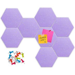 MISIXILE Felt Pin Board Hexagon Board Tiles Bulletin Board Memo Board with 20 Push Pins, Board Felt Wall Tiles for Photos Memos for Home Office Classroom Wall,8pcs-White
