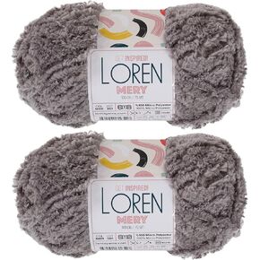 2 Skein Loren Mery, Faux Fur Yarn for Knitting and Crocheting Shawls, Cardigans, Home Accessories, Teddy Bears, Toys, amigurumi, 100% Polyester, 100 gr (3.5 oz) / 75 m (82 Yards), Black - M403