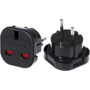 (10Pcs) UK 3-Pin to European 2-Pin Grounded Travel Adapter Plug, UK to EU Travel Converter,EU 2 Cylindrical Plug to UK 3 Holes Socket AC Power Charger Adapter (White)