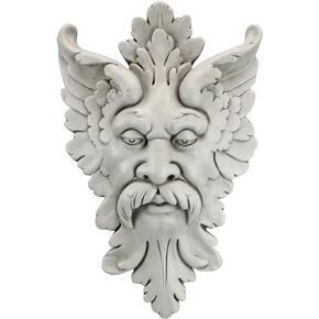 Design Toscano OS6111 Michelangelo's Florentine Man, Greenman Wall Sculpture, Antique Stone, 7.50" x 1.50"