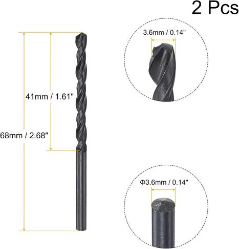 uxcell 6542 High Speed Steel Straight Shank Twist Jobber Drill Bit, Fully Ground Black Oxide Drill Bits 9.2mm Drill Diameter 125mm Total Length 2 Pcs in Saudi Arabia