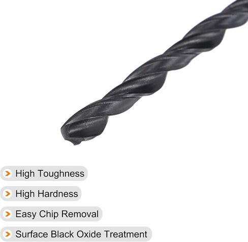 uxcell 6542 High Speed Steel Straight Shank Twist Jobber Drill Bit, Fully Ground Black Oxide Drill Bits 9.2mm Drill Diameter 125mm Total Length 2 Pcs in Saudi Arabia