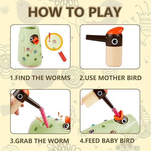 ألعاب مونتيسوري للأطفال الصغار من توب برايت هدية للفتيات والفتيان بعمر 2 3 4 سنوات، ألعاب تعليمية حسية للمهارات الحركية الدقيقة، لعبة الدودة المغناطيسية هدية عيد ميلاد للأطفال بعمر 2-4 سنوات in Kuwait