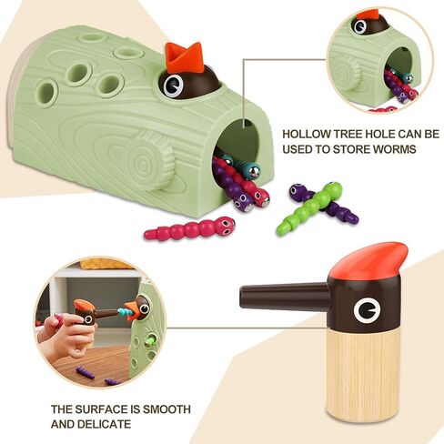 ألعاب مونتيسوري للأطفال الصغار من توب برايت هدية للفتيات والفتيان بعمر 2 3 4 سنوات، ألعاب تعليمية حسية للمهارات الحركية الدقيقة، لعبة الدودة المغناطيسية هدية عيد ميلاد للأطفال بعمر 2-4 سنوات in Kuwait