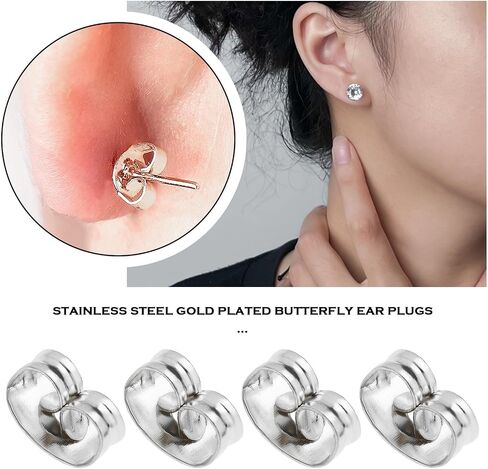 100Pcs Butterfly Earrings Back Earrings Back Earring Scroll Back Stainless Steel Butterfly Stoppers Accessories for DIY Jewelry Making in Saudi Arabia