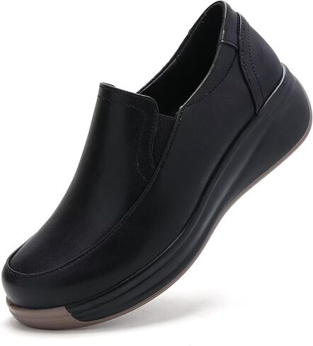 Women's Classic Loafers Leather Slip-ons Chunky Platform Penny Shoes in Saudi Arabia