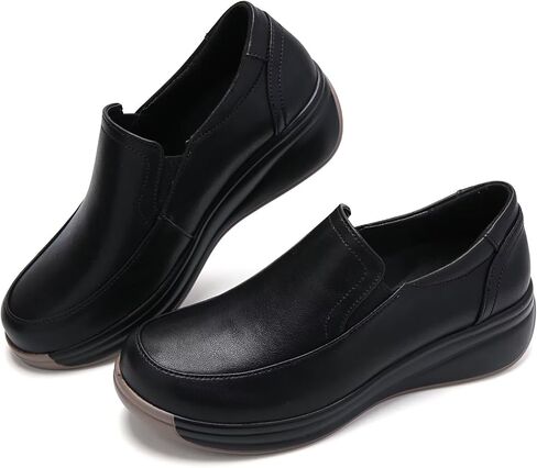 Women's Classic Loafers Leather Slip-ons Chunky Platform Penny Shoes in Saudi Arabia