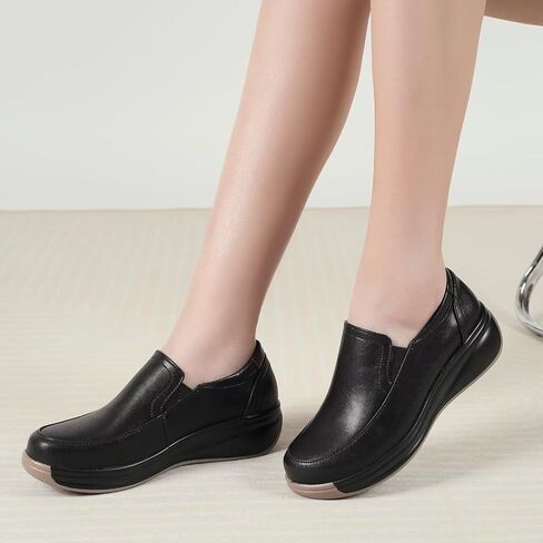 Women's Classic Loafers Leather Slip-ons Chunky Platform Penny Shoes in Saudi Arabia
