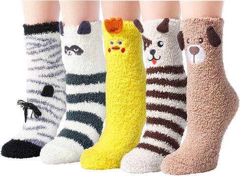 Zmart Fuzzy Socks for Women Girls Colorful Indoors Animal Slipper Socks in Kuwait