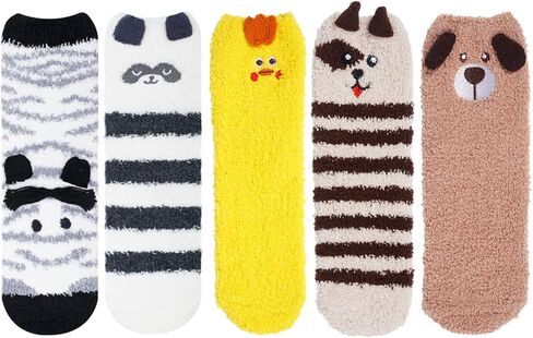 Zmart Fuzzy Socks for Women Girls Colorful Indoors Animal Slipper Socks in Kuwait