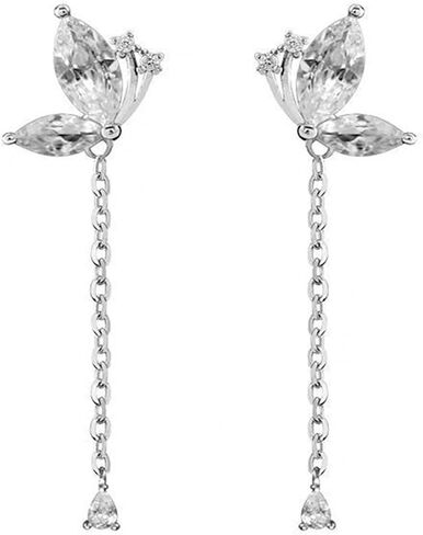 Butterfly Earrings for Women Teen Girls Dainty Charm 925 Sterling Silver CZ Butterfly Pendant Dangle Earrings Long Threader Tassel Drop Earrings in Saudi Arabia
