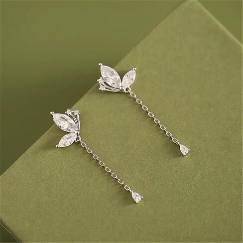 Butterfly Earrings for Women Teen Girls Dainty Charm 925 Sterling Silver CZ Butterfly Pendant Dangle Earrings Long Threader Tassel Drop Earrings in Saudi Arabia