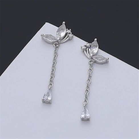 Butterfly Earrings for Women Teen Girls Dainty Charm 925 Sterling Silver CZ Butterfly Pendant Dangle Earrings Long Threader Tassel Drop Earrings in Saudi Arabia