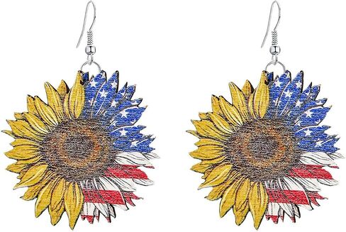 Red White Blue Patriotic Dangle Drop Earrings Butterfly Cake Sunflower Goblin Funny Acrylic Earrings 4th of July Independence Memorial Day Party Gift For Women Girls in Saudi Arabia