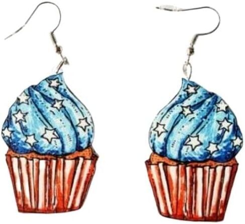 Red White Blue Patriotic Dangle Drop Earrings Butterfly Cake Sunflower Goblin Funny Acrylic Earrings 4th of July Independence Memorial Day Party Gift For Women Girls in Saudi Arabia