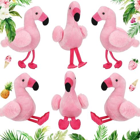 Skylety 6 Pieces Mini Flamingo Stuffed Animal Plush Toys 5 Inch Flamingo Party Favors Valentine Day Gift Pink Hanging Ornaments Keychain Decorations for Women Birthday(Wine Red) in Saudi Arabia