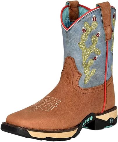 CORRAL LADIE'S TAN HYDRO RESIST/BLUE TOP CACTUS FARM&RANCH DUAL DENSITY SOLE SQ TOE, RUBBER SOLE, RANCHING W5003 in Saudi Arabia