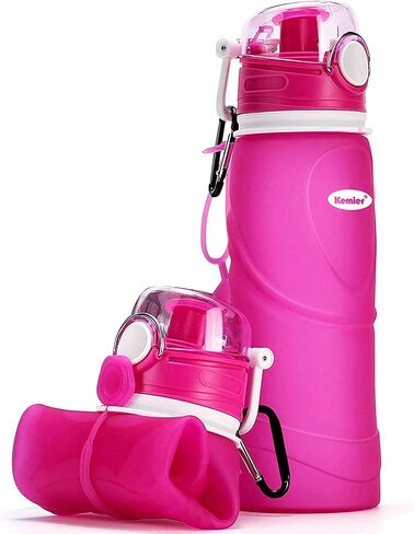 Kemier Collapsible Silicone Water Bottles-750ML,Medical Grade,BPA Free Travel Water Bottle Can Roll Up,26oz,Leak Proof Foldable Sports & Outdoor Water Bottles in Saudi Arabia