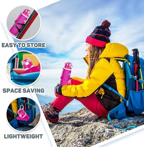Kemier Collapsible Silicone Water Bottles-750ML,Medical Grade,BPA Free Travel Water Bottle Can Roll Up,26oz,Leak Proof Foldable Sports & Outdoor Water Bottles in Saudi Arabia